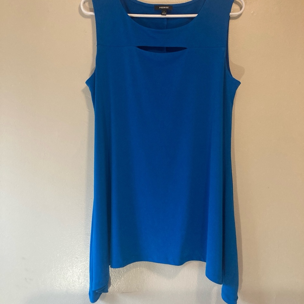 Premise Blue Asymmetrical Sleeveless Tank Top
